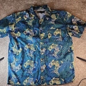 Go Fish Sportswear‎ Fishing Shirt Mens XL Vented Short Sleeve Button Up
